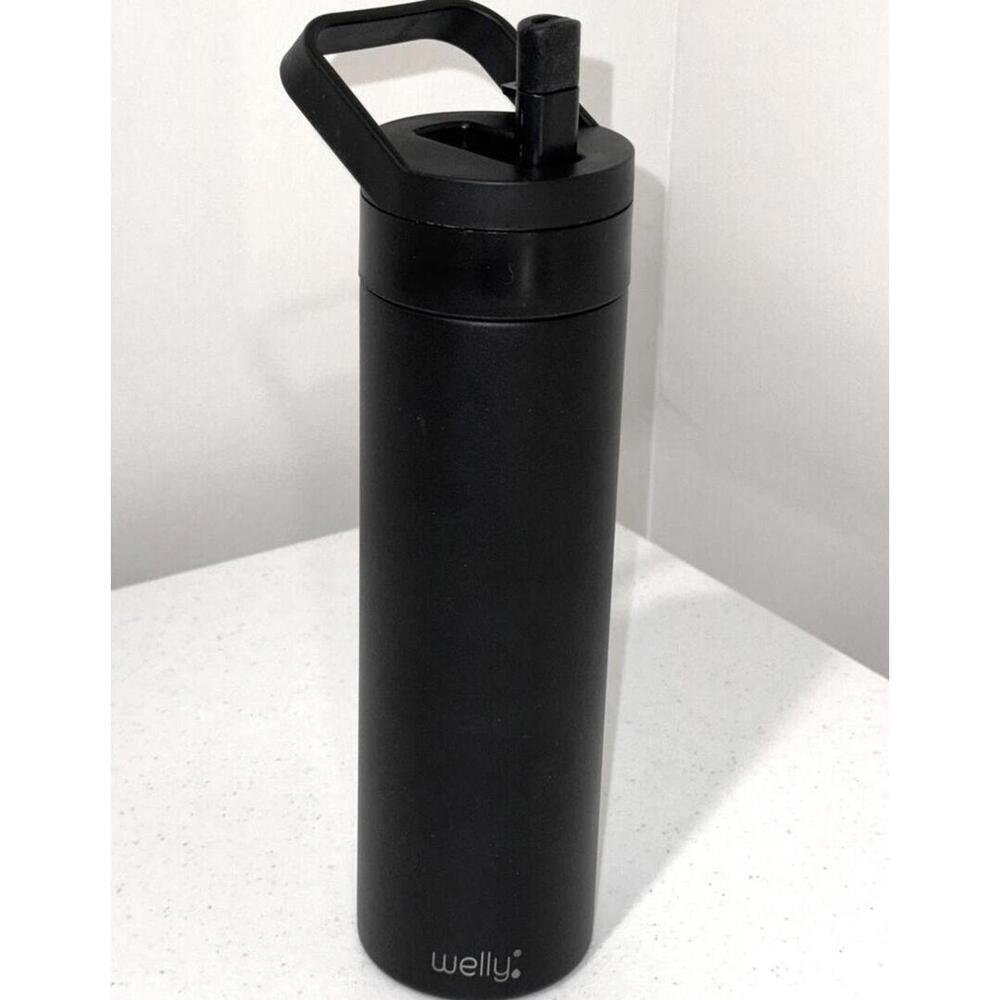 Black Welly Insulated Travel Mug With Handle & Straw